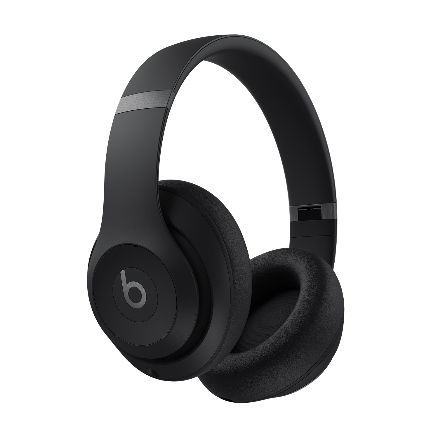 Auriculares Beats negros sobre un fondo blanco.
