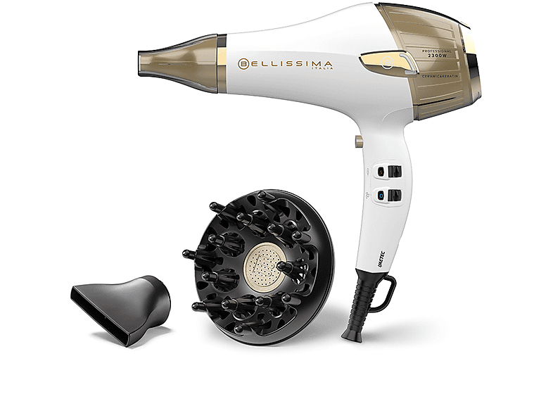 ASCIUGACAPELLI BELLISSIMA CERAMIC & KERATIN, Potenza 2300 W, Tipo di motore AC motor, Livelli temperatura 3, Tecnologia a ioni, Attacco diffusore