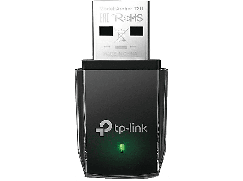 Adaptador Wi-Fi USB - TP-Link Archer T3U, Velocidad transferencia 1300 Mbps, 3.0, Doble Banda, 5 GHz, Negro