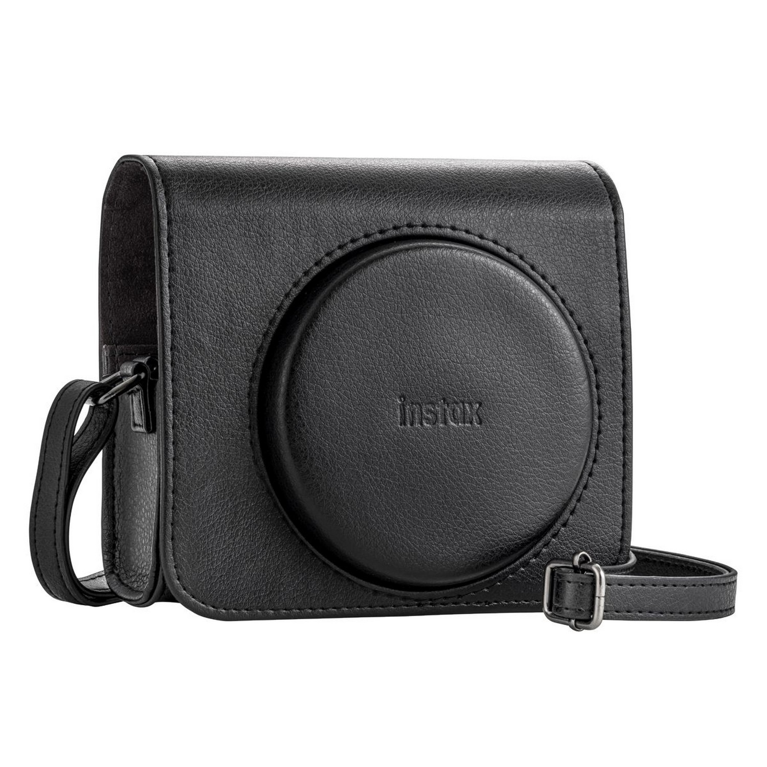 Zwarte camerahoes met riem.