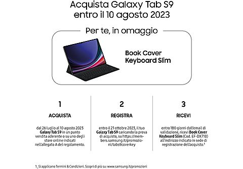 Tablet SAMSUNG Galaxy Tab S9 12+256GB 5G, 256 GB, 5G, 11 pollici