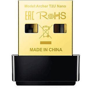Adaptador Wi-Fi USB - TP-Link Archer T2U Nano, Velocidad transferencia 633 Mbps, USB 2.0, Doble Banda, 5 GHz, Negro
