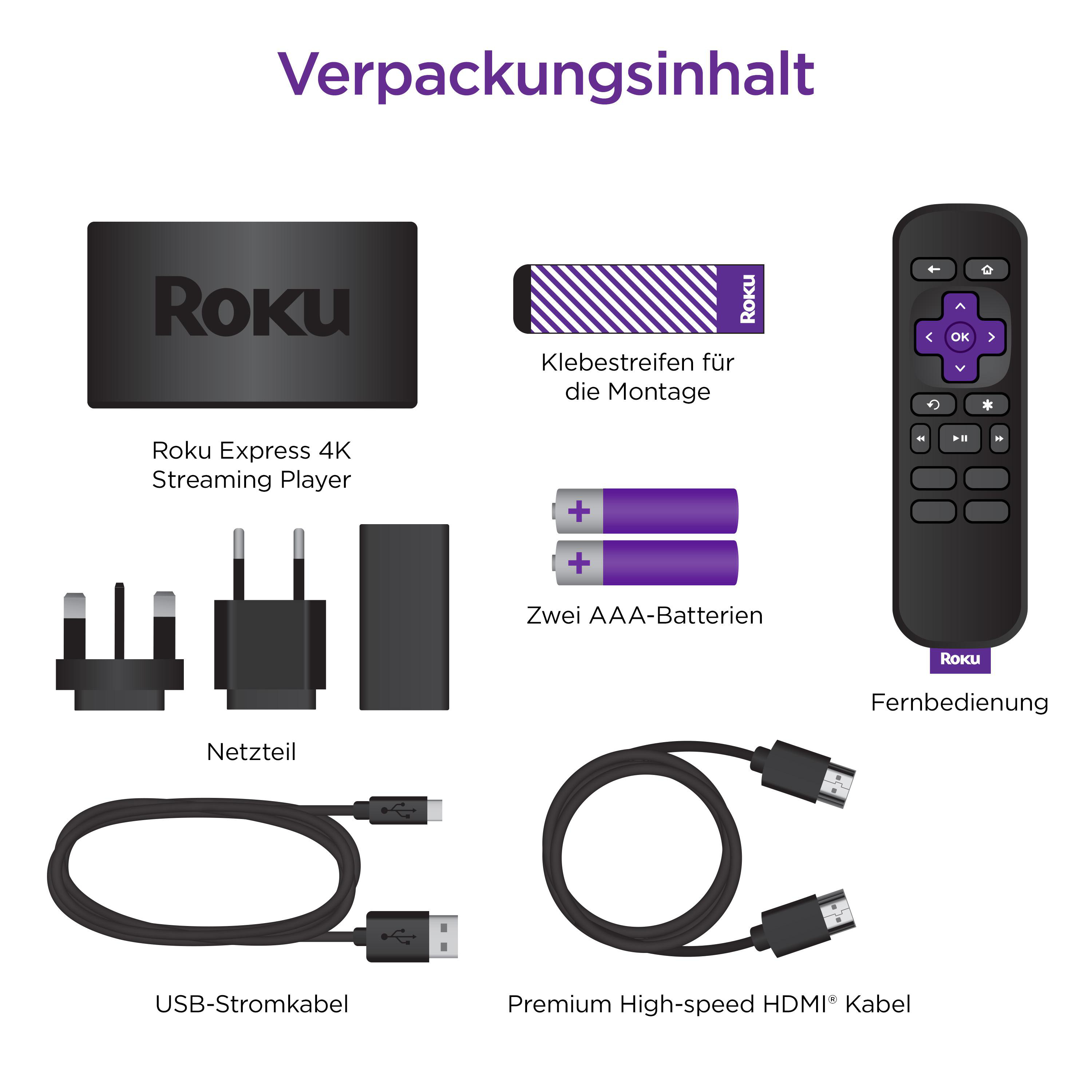 ROKU Express 4K Streaming Player, Schwarz