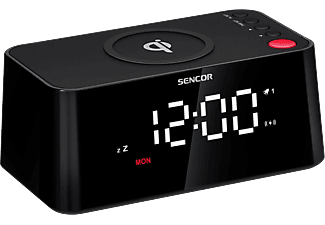 SENCOR SDC 7600 ébresztőóra vezeték nélküli Qi gyorstöltővel, fekete (SDC 7600)