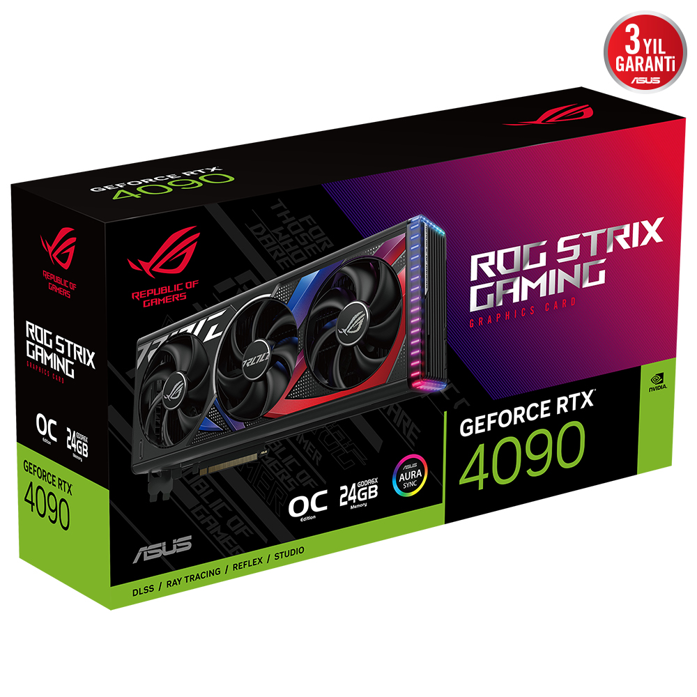 ASUS Rog STRIX GeForce RTX 4090 OC 24GB GDDR6X 384Bit Ekran Kartı
