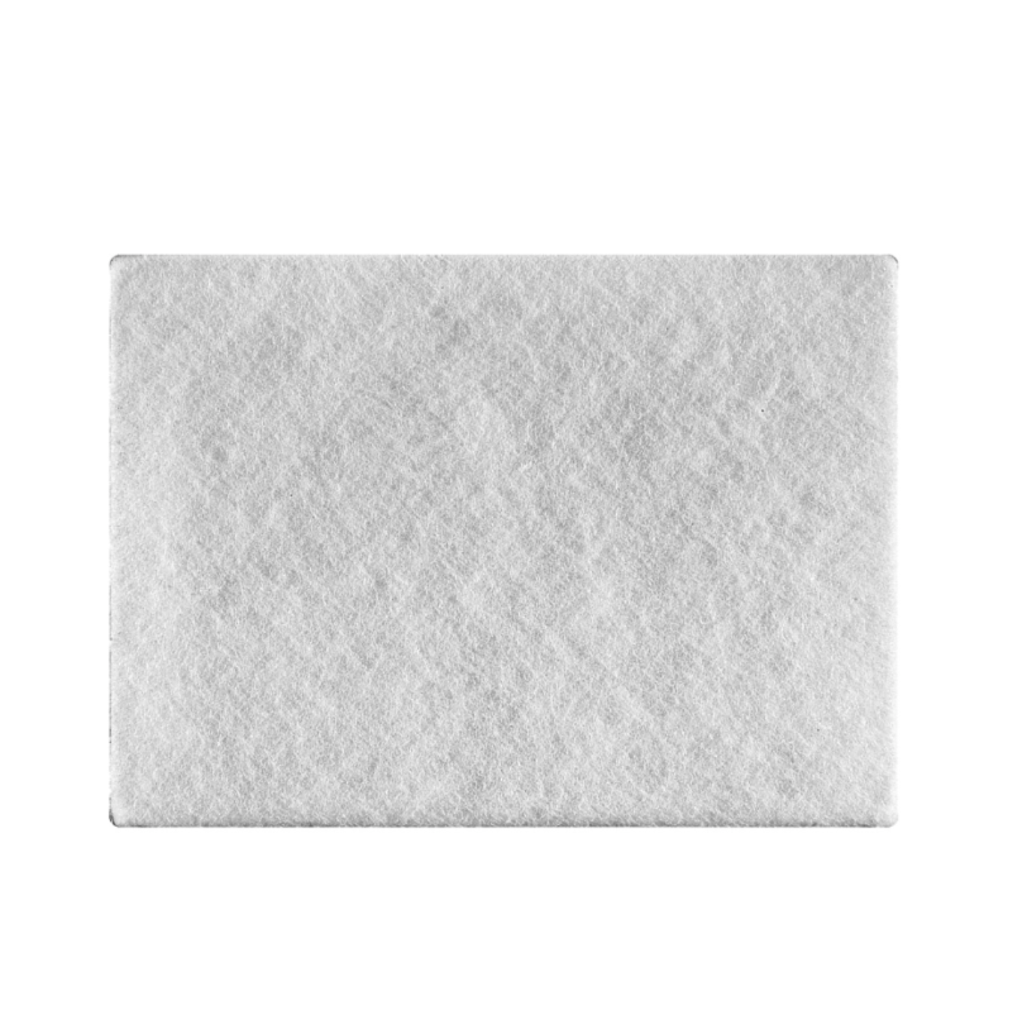 Een witte rechthoekige filter op een witte achtergrond.