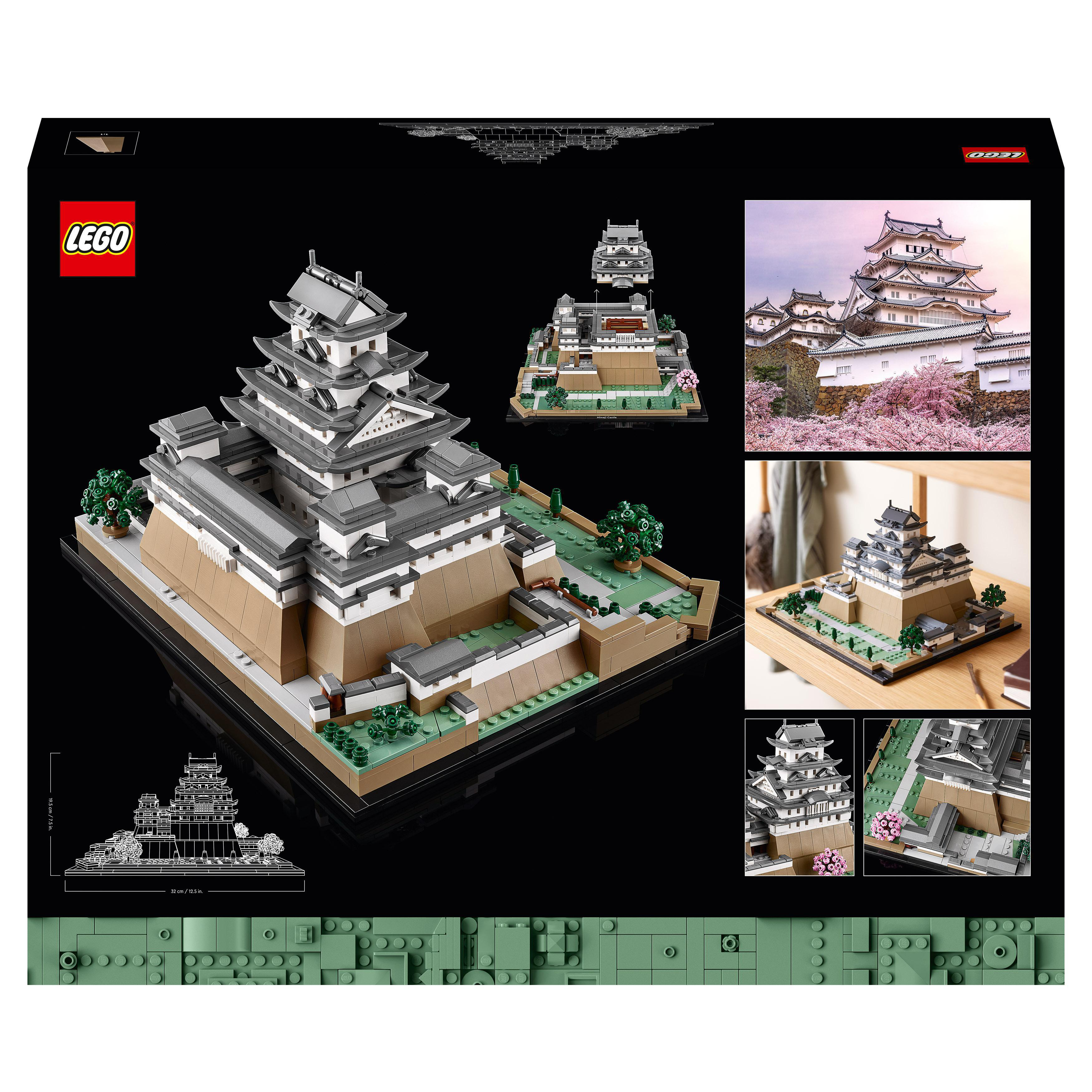LEGO Himeji Castle Modellbausatz-Box mit mehreren Bildern des fertigen Baus.