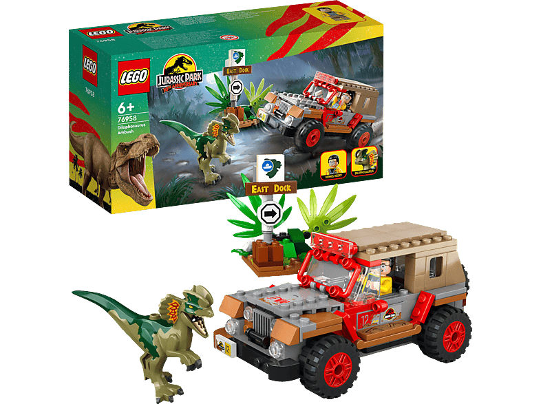 LEGO Jurassic Park 76958 Hinterhalt des Dilophosaurus Bausatz, Mehrfarbig