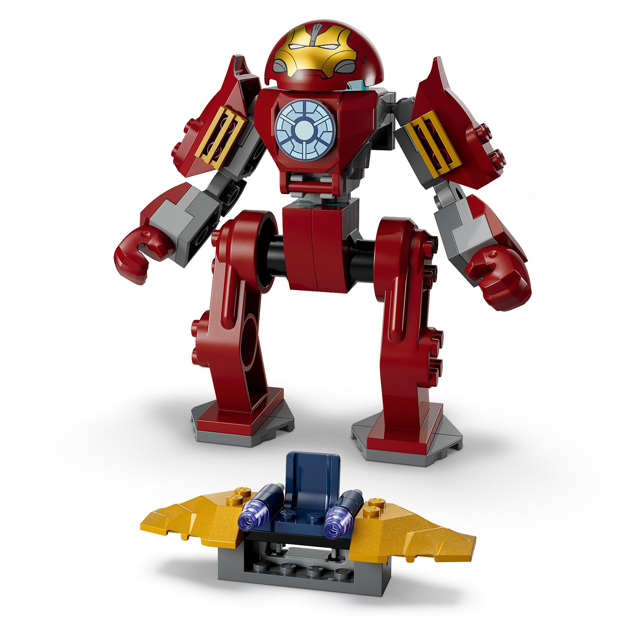 Roter Lego Iron Man Hulkbuster mit Cockpit und separatem Sitz.