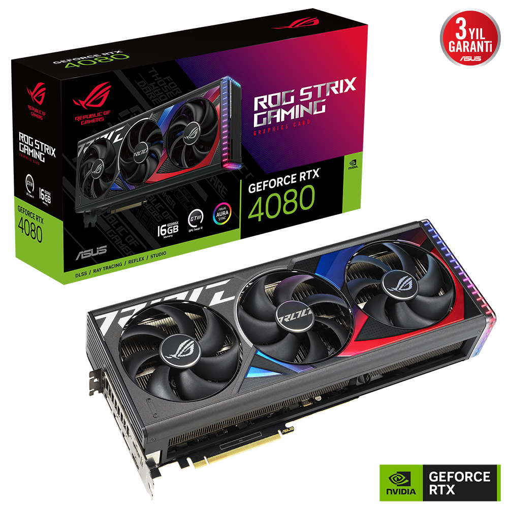 ASUS Rog Strix GeForce RTX 4080 16GB GDDR6X 256Bit Nvidia Ekran Kartı