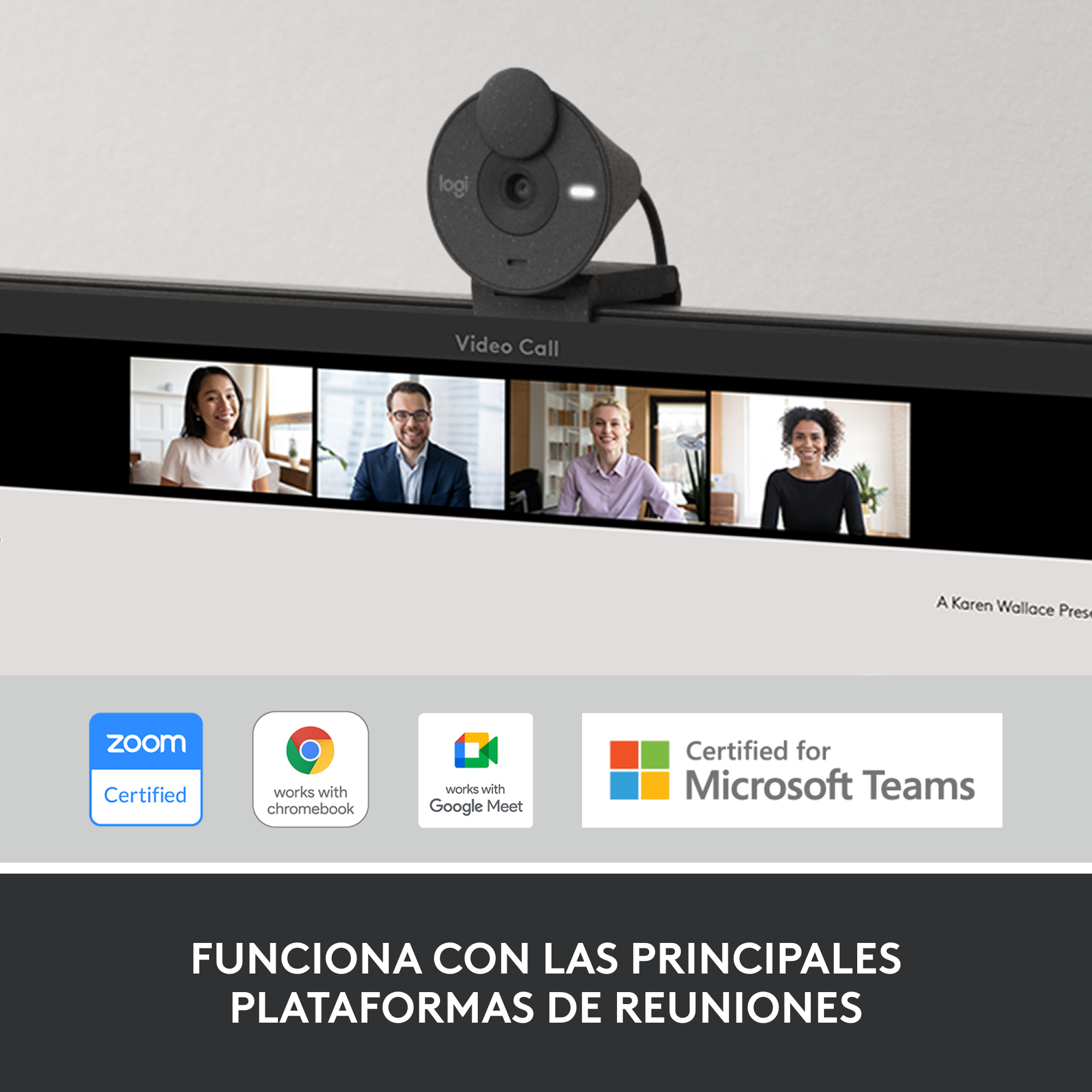 Una cámara web montada en una pantalla muestra una videollamada.