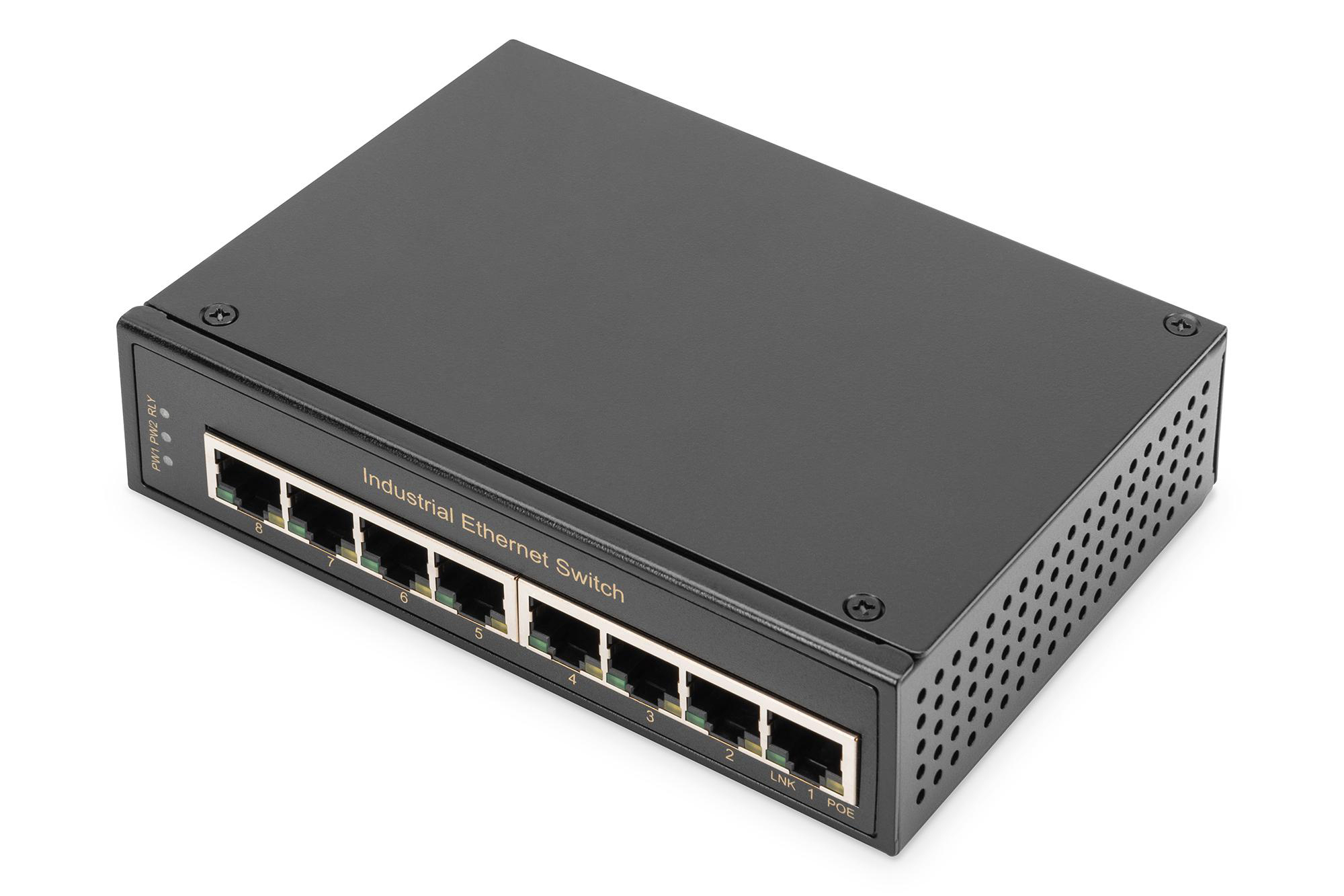 DIGITUS DN-651108 Industrial Gigabit Schwarz 8-port Switch, Ethernet