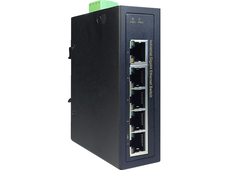 DIGITUS 5 Port Gigabit Ethernet Netzwerk Switch for Business, Industrial, schwarz; Switch----Switch