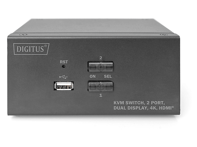DIGITUS DS-12860 Desktop HDMI KVM Switch, 2-Port, Dual-Display, 4K, HDMI; Desktop Switch----Desktop Switch — Foto 3 von 5