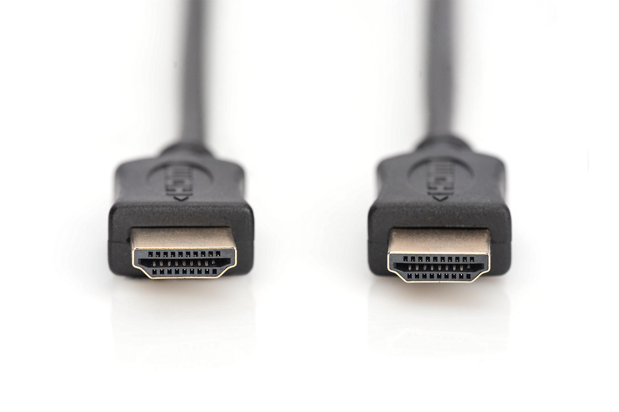 Zwei schwarze HDMI-Anschlüsse, Nahaufnahme vor weißem Hintergrund, die Pins zeigend.
