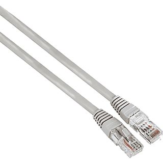 Cable de red - Hama 00200910, 3 m, 1 GBit/s, U/UTP, CAT 5e, Enchufe RJ45, Gris