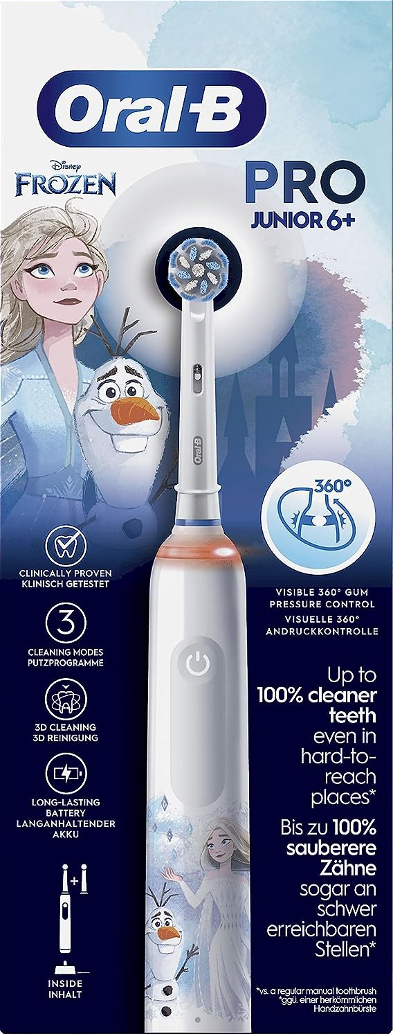 Boîte de brosse à dents électrique Oral-B Pro Junior 6+ avec personnages de Frozen.