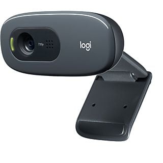 Webcam - Logitech C270, HD 720p, 3 MP, Micrófono integrado con reducción de ruido, Corrección de iluminación, Clip universal, Windows/Mac, Negro