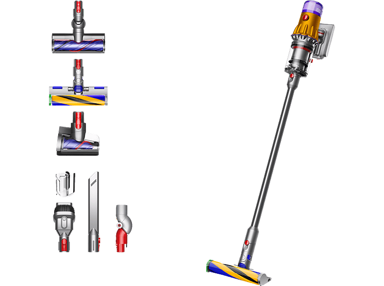 Dyson V12 Detect Slim Absolute Staubsauger (0,35 l, Akkulaufzeit: 60 min, Nickel Satin Gelb/Glanz Nickel)