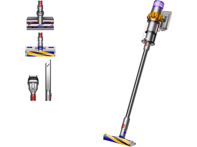 Dyson V15 Detect Absolute Staubsauger (0,76 l, Akkulaufzeit: 60 min, Nickel Satin Gelb/Glanz Nickel)