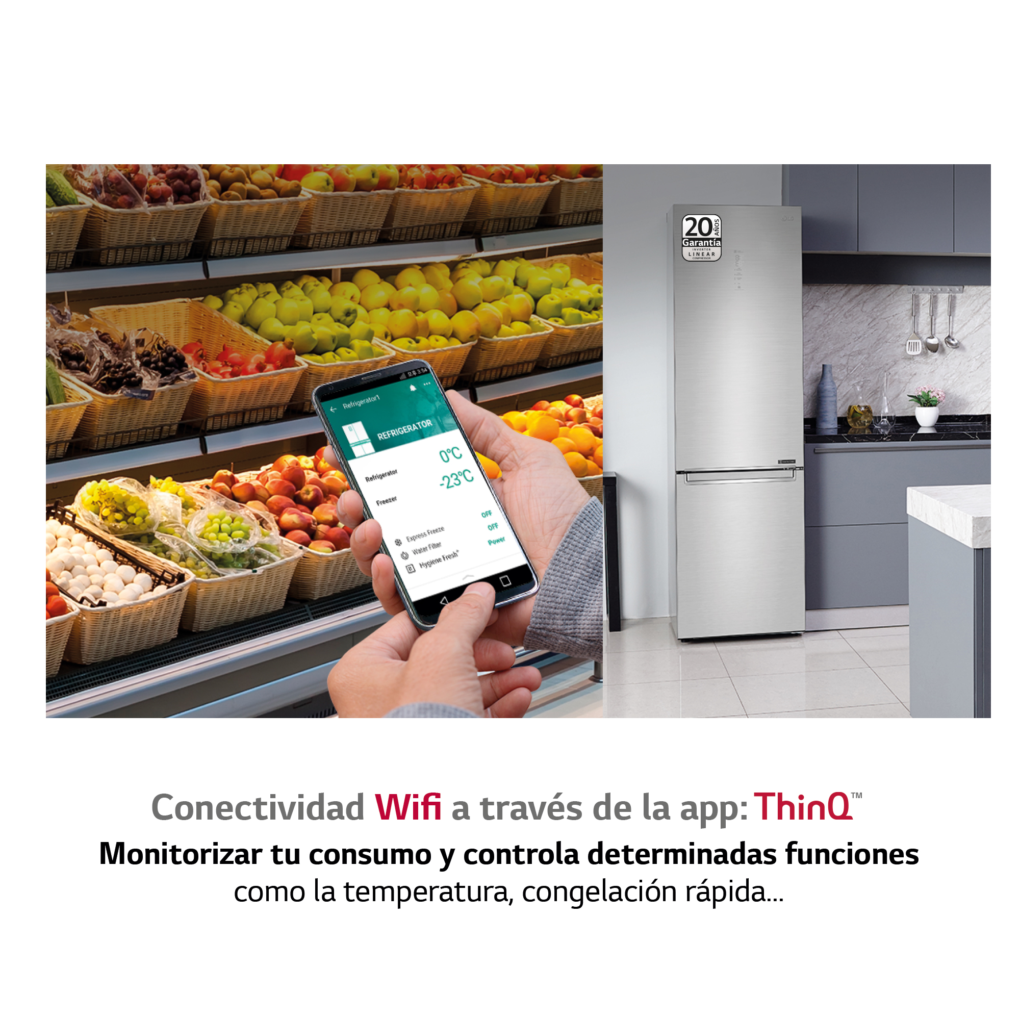 Frigorífico combi - LG GBB92STABP, 384 l, No Frost, 203 cm, Door Cooling™, FreshConverter™, Inox