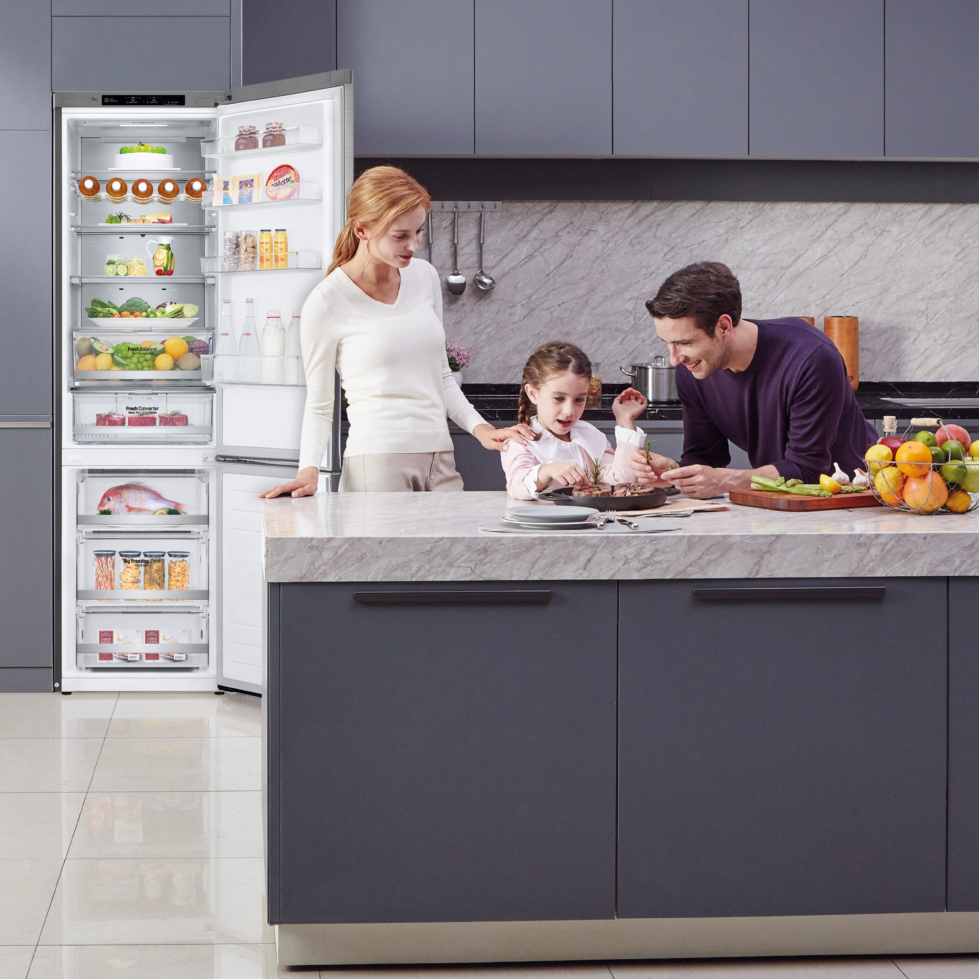 Frigorífico combi - LG GBB92STABP, 384 l, No Frost, 203 cm, Door Cooling™, FreshConverter™, Inox