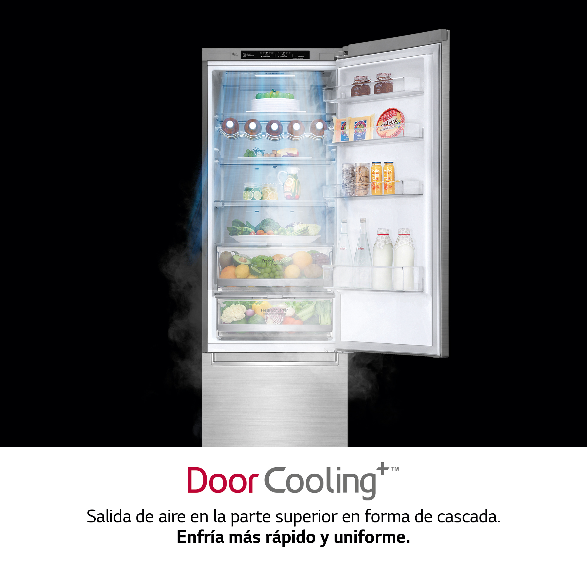 Frigorífico combi - LG GBB92STABP, 384 l, No Frost, 203 cm, Door Cooling™, FreshConverter™, Inox
