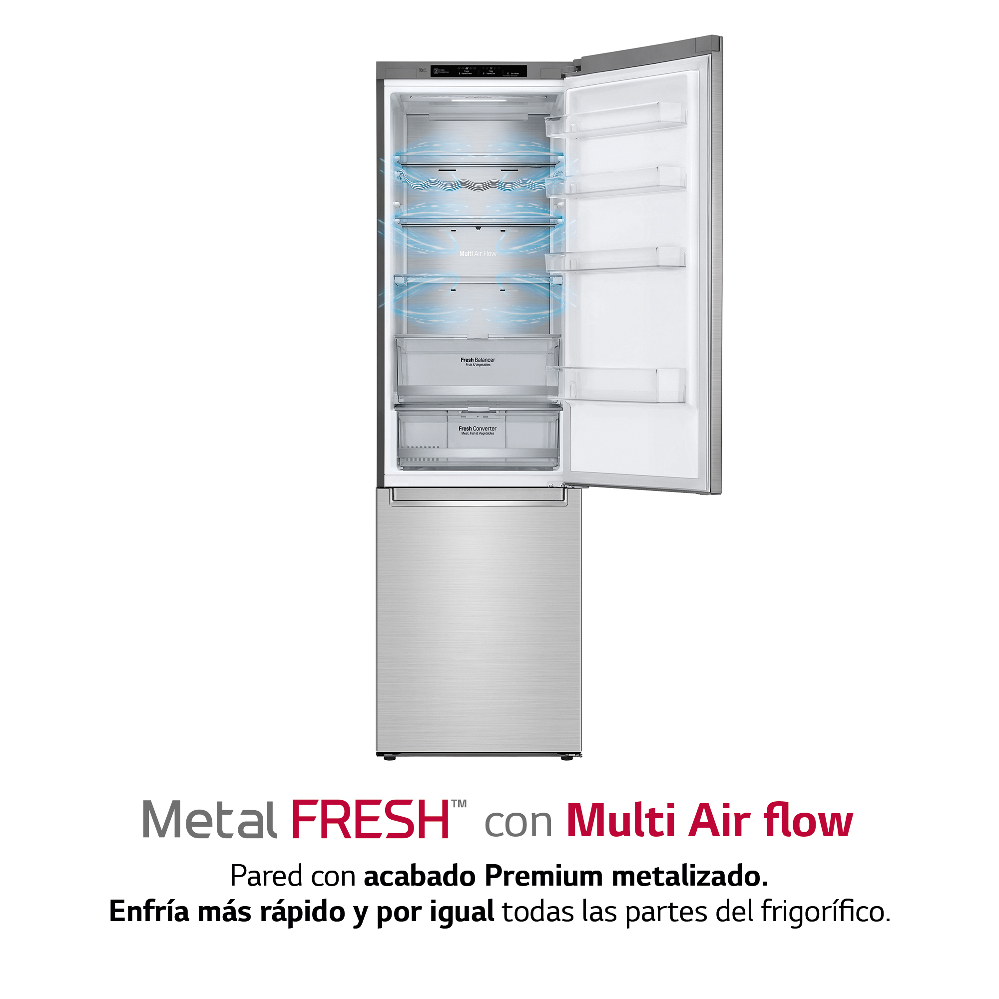 Frigorífico combi - LG GBB92STABP, 384 l, No Frost, 203 cm, Door Cooling™, FreshConverter™, Inox