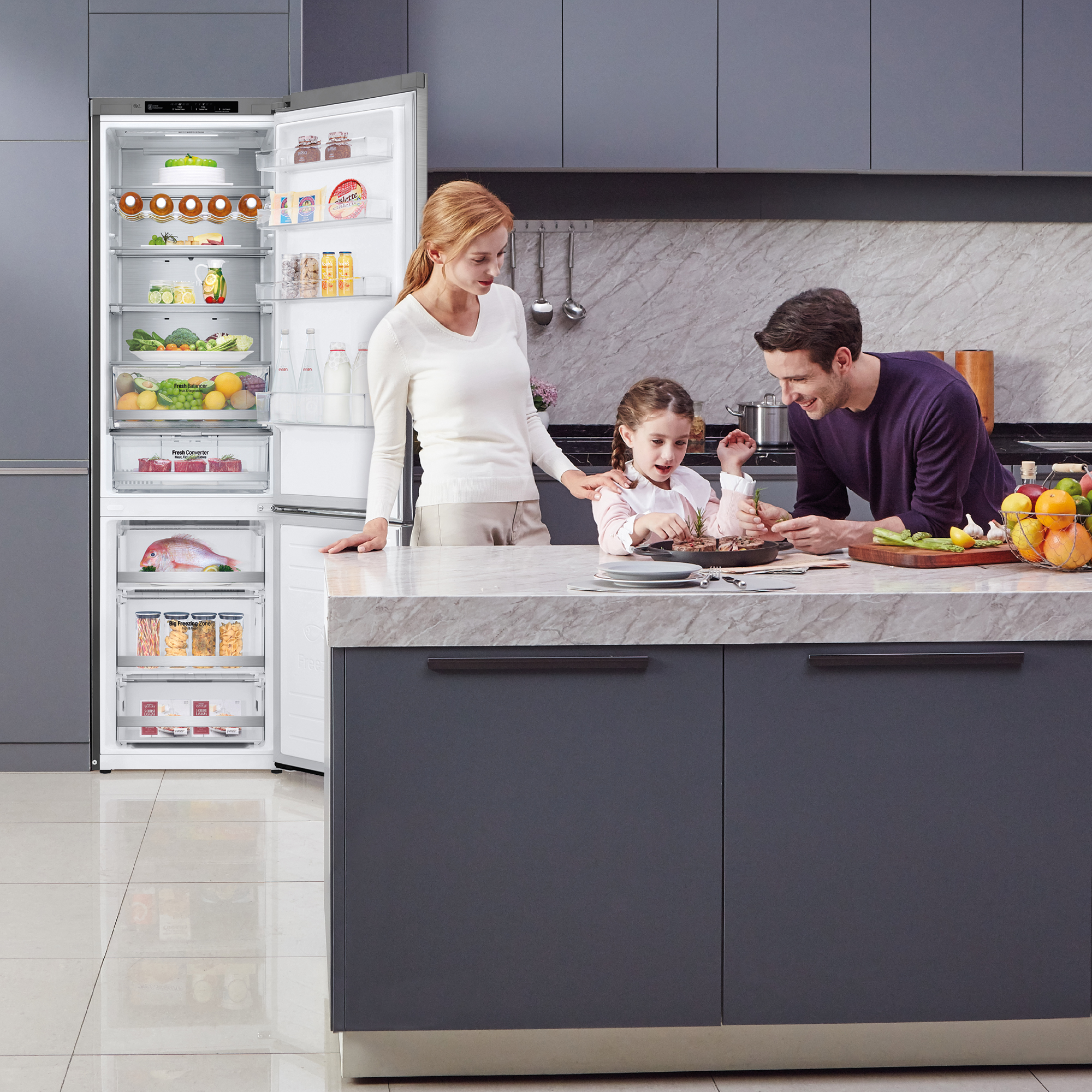 Frigorífico combi - LG GBB92MBACP, No Frost, 203 cm, 384 l,  Door Cooling™, ThinQ™, Inox