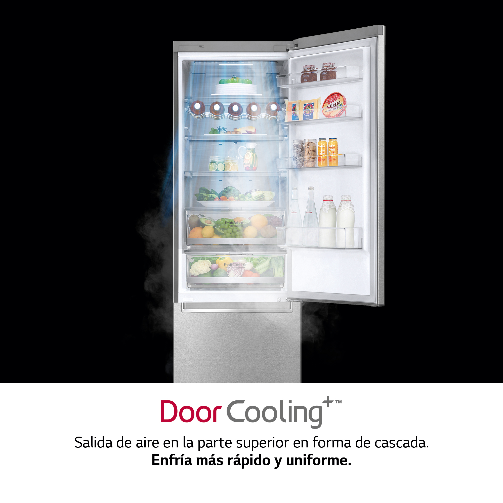 Frigorífico combi - LG GBB92MBACP, No Frost, 203 cm, 384 l,  Door Cooling™, ThinQ™, Inox
