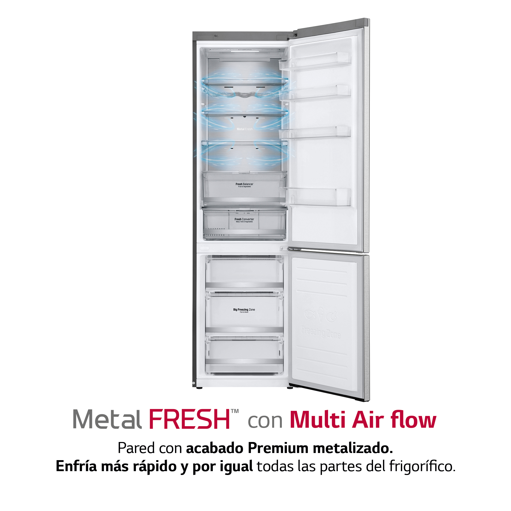Frigorífico combi - LG GBB92MBACP, No Frost, 203 cm, 384 l,  Door Cooling™, ThinQ™, Inox
