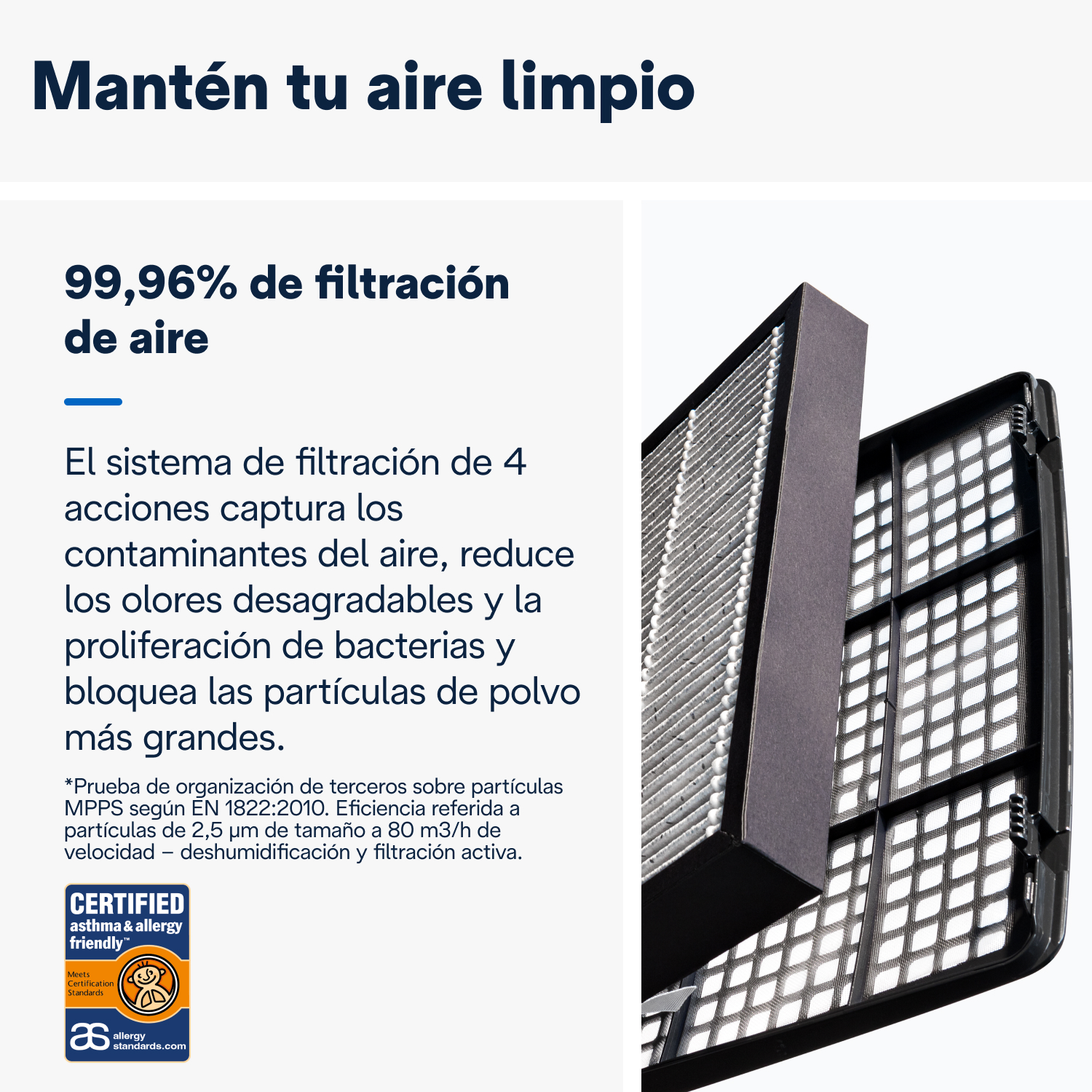 Un filtro con un diseño de cuadrícula blanca y negra, que muestra la filtración de partículas de aire.