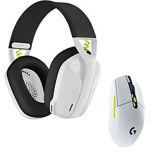 Auriculares gaming - Combo LogitechG G435 SE + Ratón gaming G305 SE LIGHTSPEED, Bluetooth/USB, PC/Mac, PS/Nintendo, Multiplataforma, Micrófono, Blanco