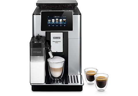 DE LONGHI ECAM 610.55 SB Prima Donna Soul Kaffeevollautomat (Silber Schwarz, Flüster Kegelmahlwerk, 19 bar, integrierter Milchbehälter)