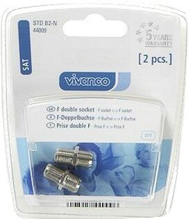 Opakowanie dwóch srebrnych adapterów złącza F.