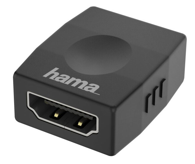 Czarny adapter HDMI z napisem 'hama'.