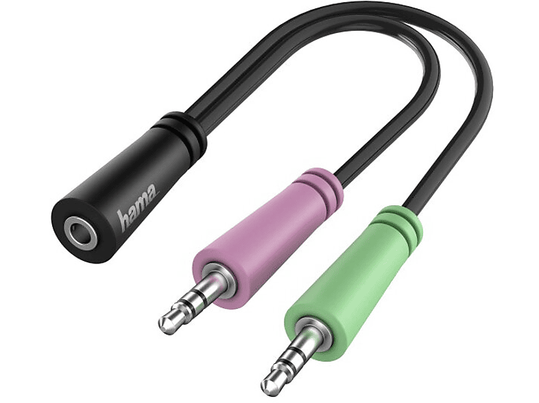 Zdjęcia - Kabel Hama Adapter  Jack 3.5mm 4pin gniazdo - 2xJack wtyk Czarny 