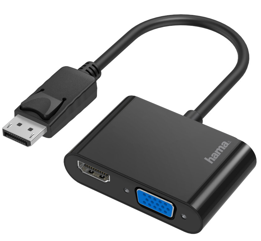 Adapter HAMA DisplayPort wtyk - HDMI + VGA gniazdo 4K