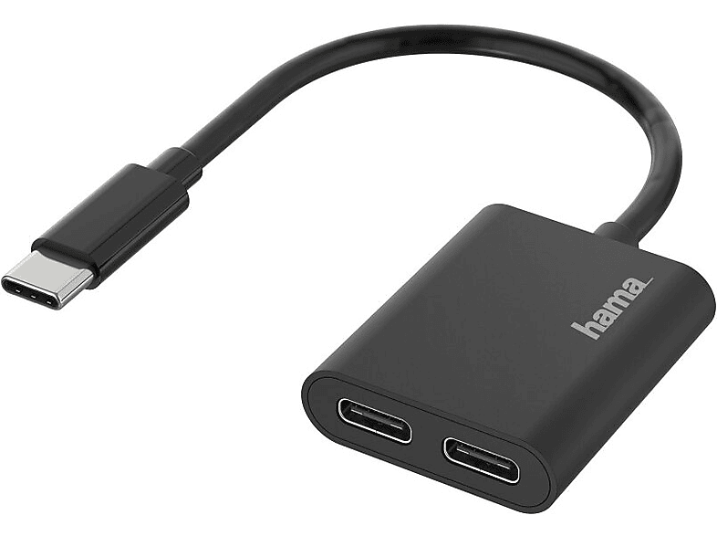 Zdjęcia - Kabel Hama Adapter  USB-C wtyk -2x gniazdo Ładowanie + audio Czarny 