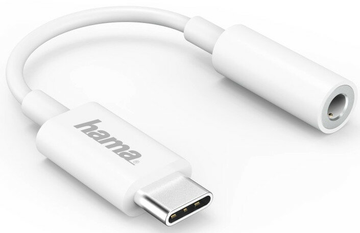 Adapter audio HAMA Typ-C (wtyk) - 3.5 mm Jack (gniazdo) Biały