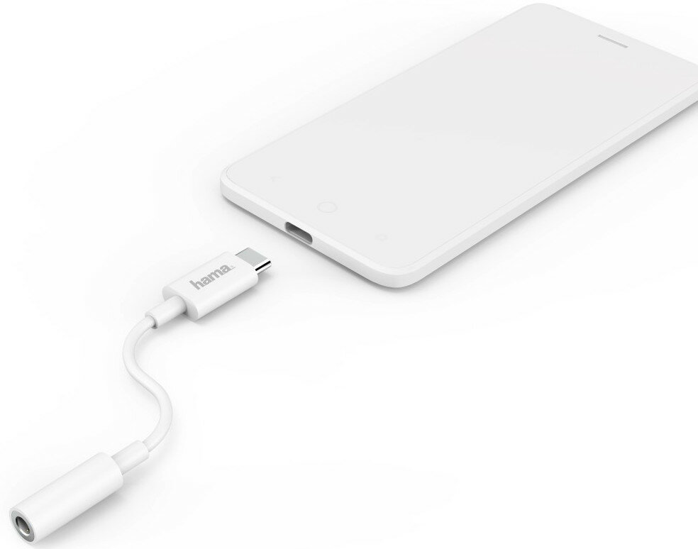 Adapter audio HAMA Typ-C (wtyk) - 3.5 mm Jack (gniazdo) Biały
