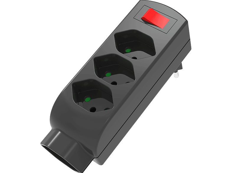 SCHOENENBERGER 4x T13 - Abzweigstecker mit Schalter (Schwarz)