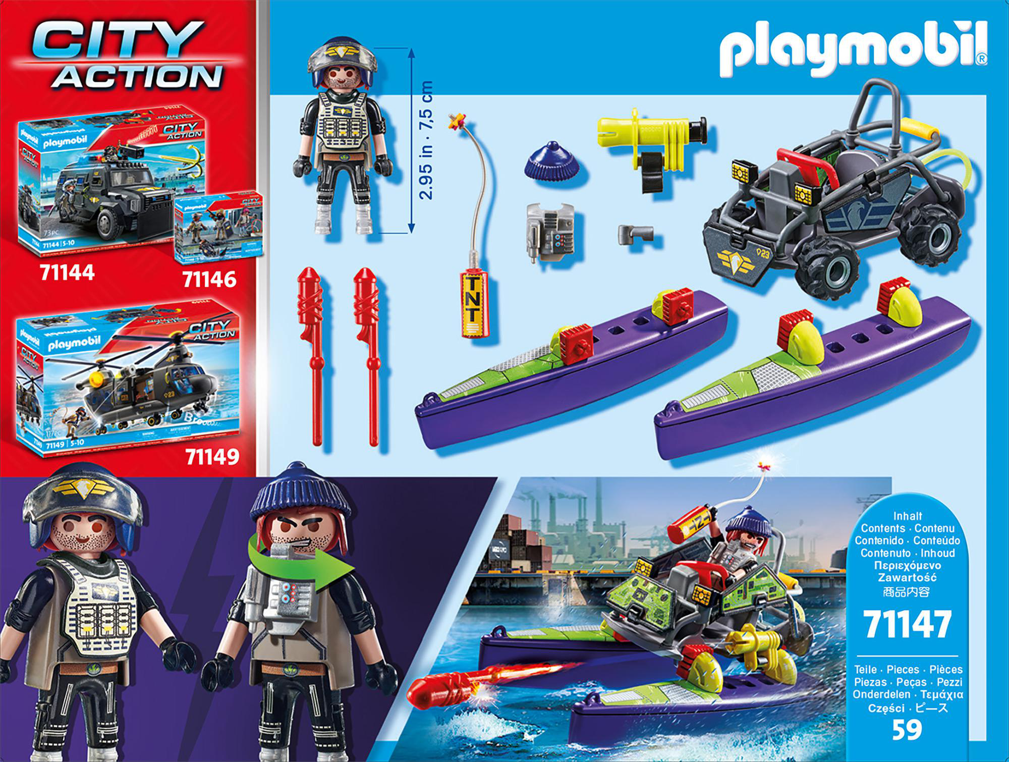 Playmobil Tactical Police All Terrain Quad - Multicolor - Model 71147 - Durable Plastic - Einheitsgröße
