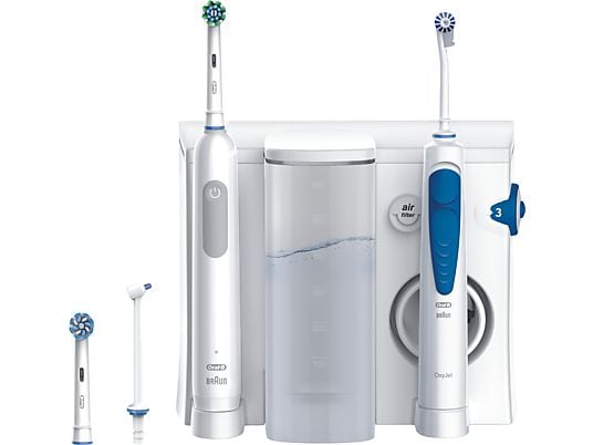 ORAL-B Health Center Pro 1 + Dental Water Jet - Combiné dentaire (Blanc/Bleu/Gris)