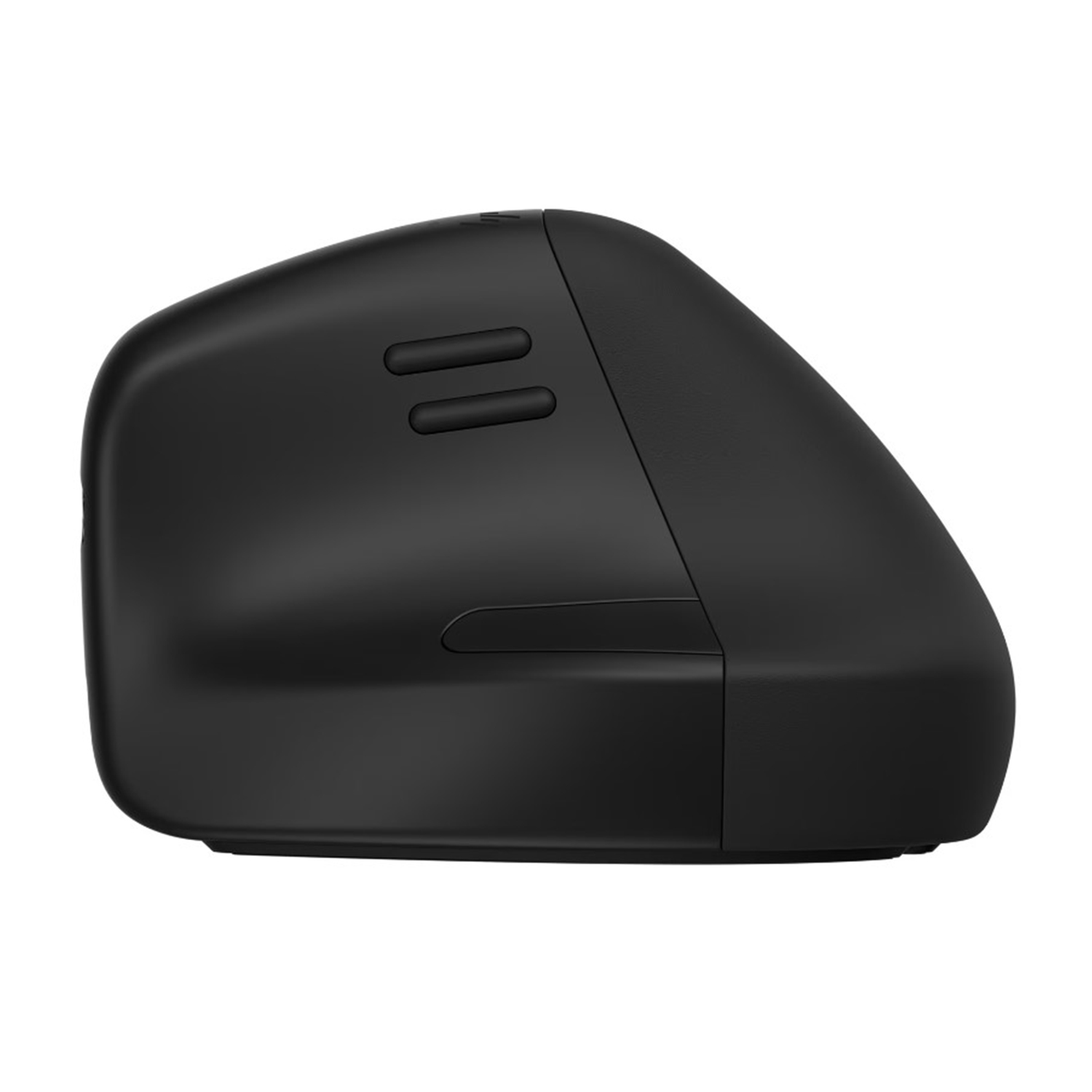Mouse ergonomico nero con due pulsanti e un design curvo.