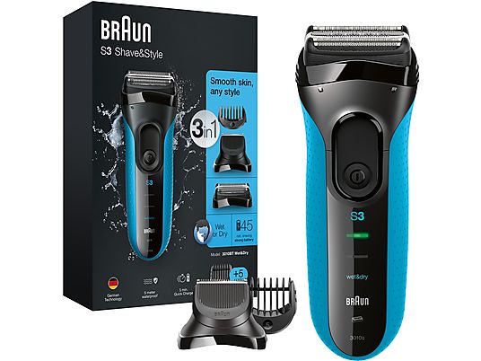 BRAUN Series 3 Shave&Style 3010BT - Rasoio (Nero/Blu)