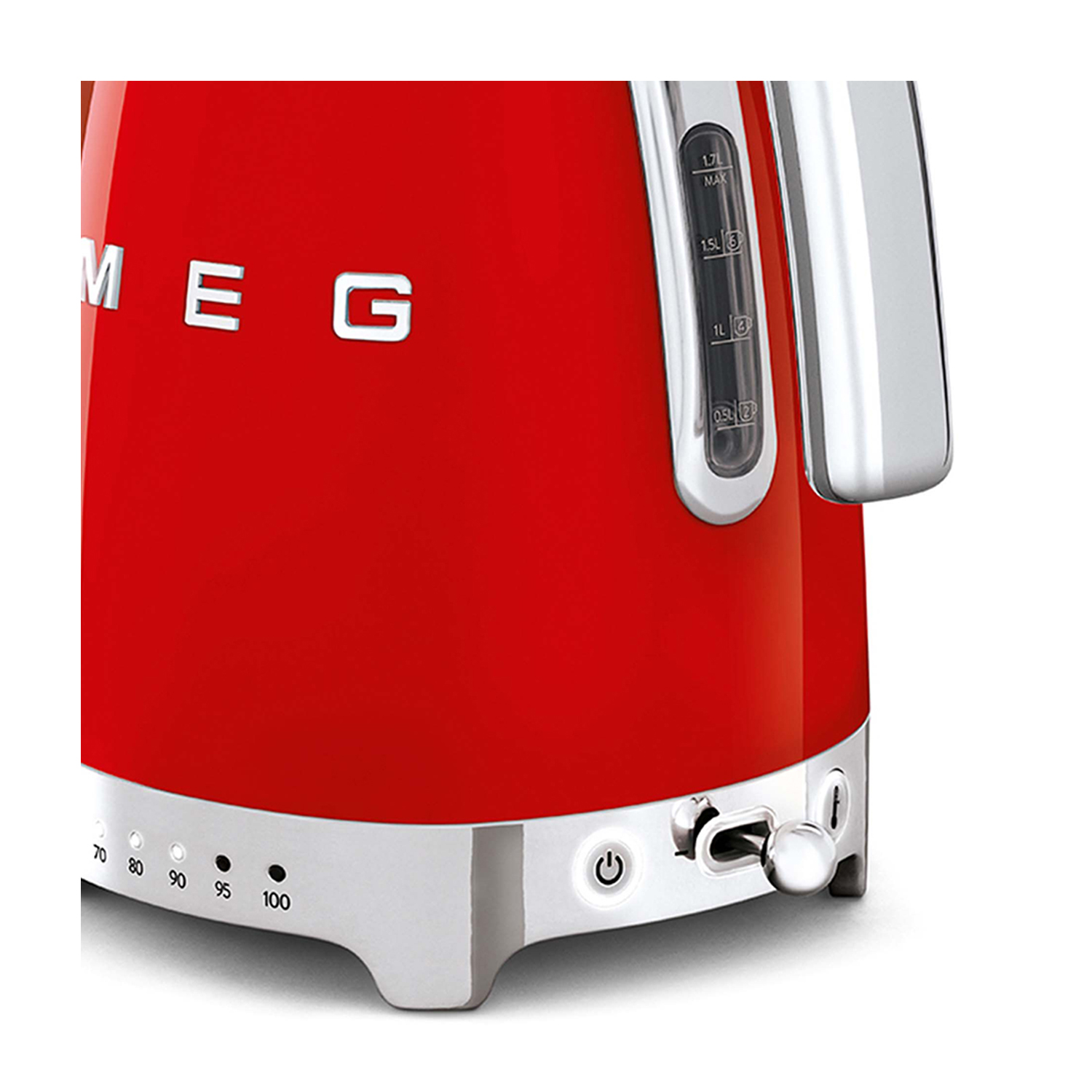 Bollitore SMEG rosso, primo piano dei comandi.