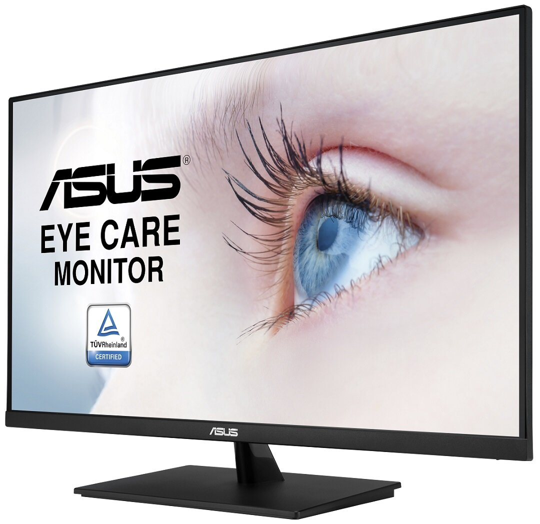 Monitor ASUS Eye Care pokazujący oko. Monitor ma czarną ramkę i podstawę.