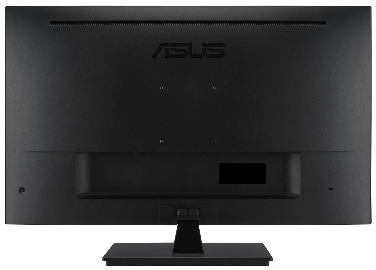 Widok z tyłu czarnego monitora komputera z logo ASUS.