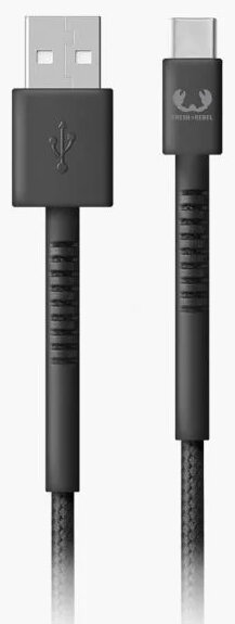 Czarny kabel ładujący USB do USB-C z logo Fresh Rebel.